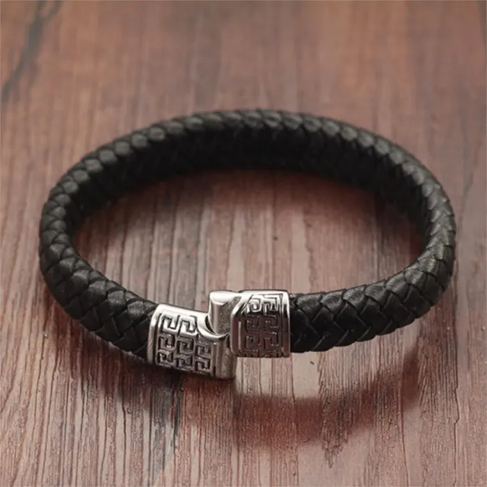 Bracelets Stylish Black Leather Braided Bracelet for Men sparklingselections Bracelets Stylish Black Leather Braided Bracelet for Men sparklingselections
