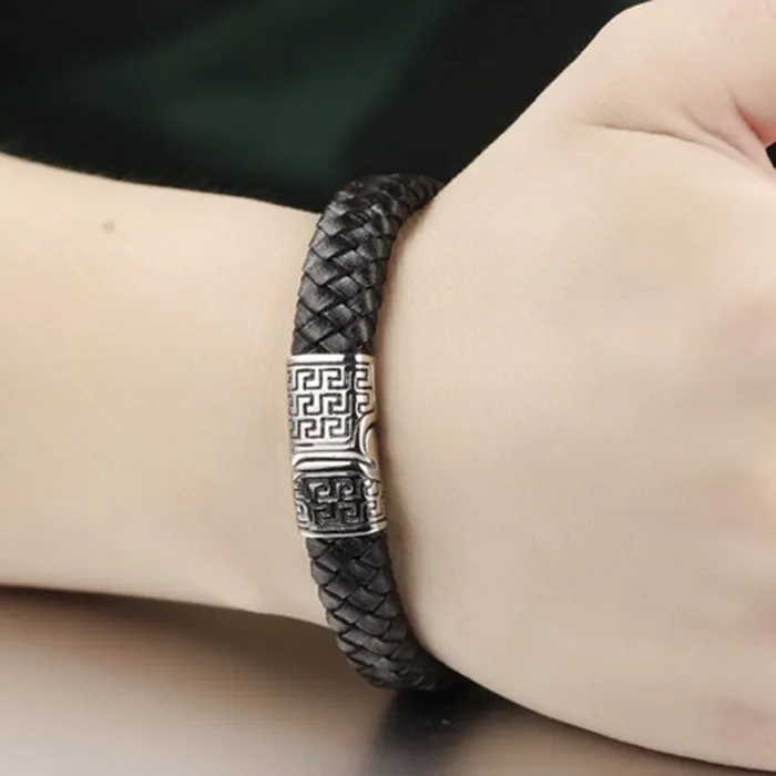 Bracelets Stylish Black Leather Braided Bracelet for Men sparklingselections Bracelets Stylish Black Leather Braided Bracelet for Men sparklingselections