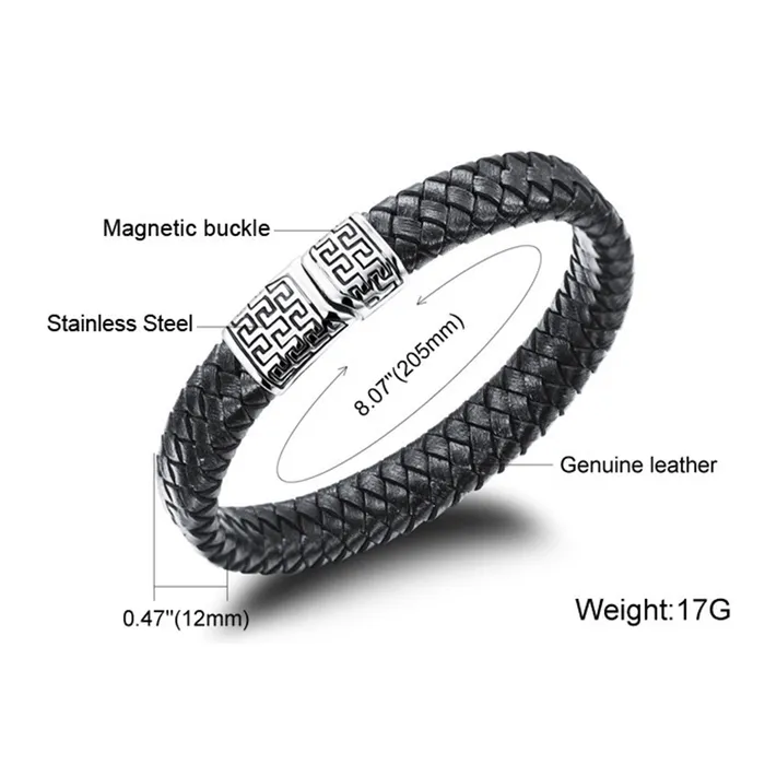 Bracelets Stylish Black Leather Braided Bracelet for Men sparklingselections Bracelets Stylish Black Leather Braided Bracelet for Men sparklingselections