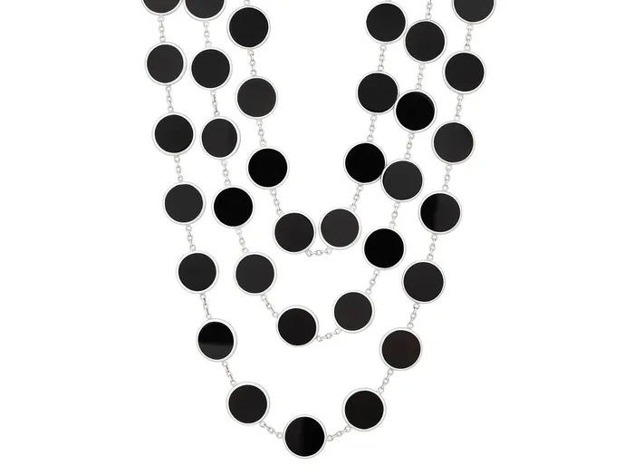 GG SILVER NEW Necklaces GURHAN Rune Sterling Silver Onyx Station Long Necklace 20mm Round Stones Gold Accents GG SILVER NEW Necklaces GURHAN Rune Sterling Silver Onyx Station Long Necklace 20mm Round Stones Gold Accents