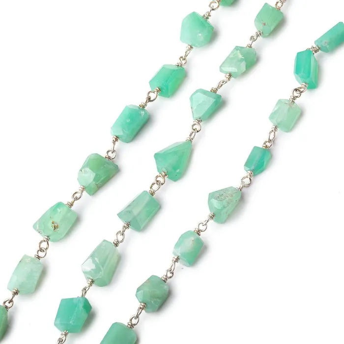 6x48x5mm Chrysoprase Faceted Nuggets on 925 Silver Chain Lot of 3 Feet Beadsofcambaycom Necklaces 6x48x5mm Chrysoprase Faceted Nuggets on 925 Silver Chain Lot of 3 Feet Beadsofcambaycom Necklaces