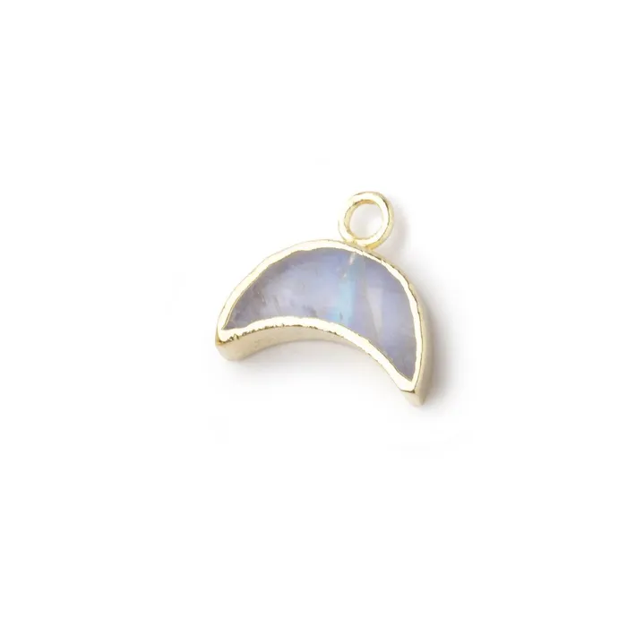 Beadsofcambaycom 5x11mm Gold Leafed Rainbow Moonstone Crescent Moon Focal Pendant 1 piece Necklaces Beadsofcambaycom 5x11mm Gold Leafed Rainbow Moonstone Crescent Moon Focal Pendant 1 piece Necklaces
