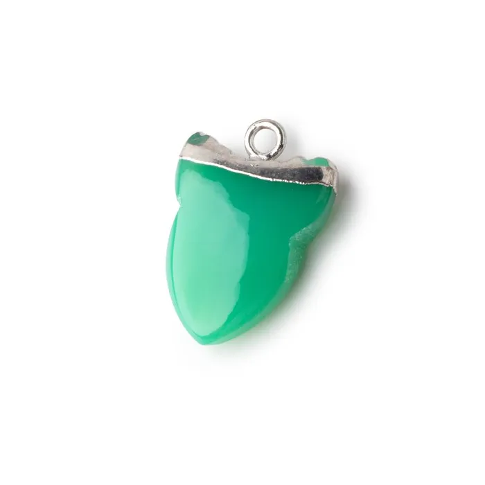 Beadsofcambaycom Necklaces 18x13mm Silver Leafed Green Onyx Shark Tooth Pendant 1 piece Beadsofcambaycom Necklaces 18x13mm Silver Leafed Green Onyx Shark Tooth Pendant 1 piece