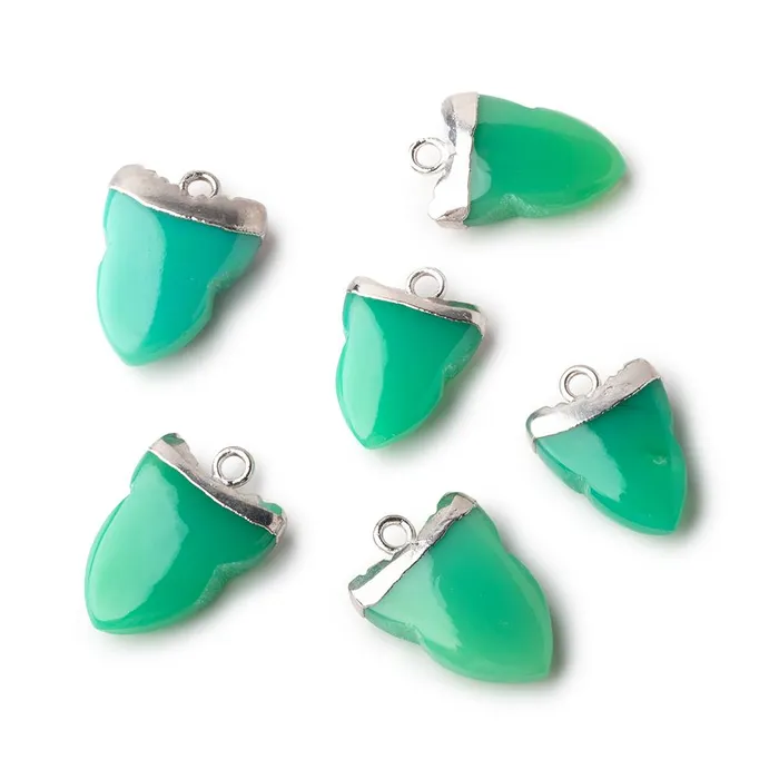 Beadsofcambaycom Necklaces 18x13mm Silver Leafed Green Onyx Shark Tooth Pendant 1 piece Beadsofcambaycom Necklaces 18x13mm Silver Leafed Green Onyx Shark Tooth Pendant 1 piece