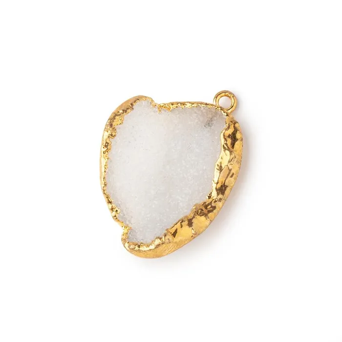 Beadsofcambaycom Necklaces 25x20x9mm 22kt Gold Leaf Edged Snow White Drusy Focal Pendant 1 piece Beadsofcambaycom Necklaces 25x20x9mm 22kt Gold Leaf Edged Snow White Drusy Focal Pendant 1 piece