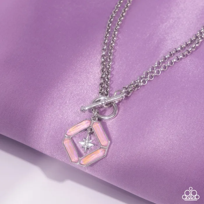 Compass Cadenza Pink Necklace Jewelry by Bretta Paparazzi Accessories Necklaces