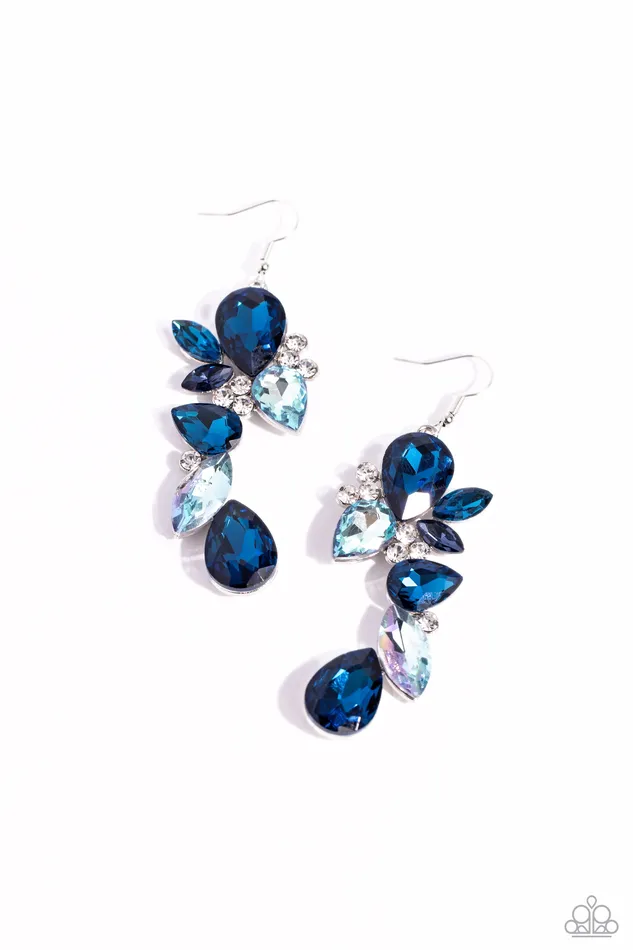 Fancy Flaunter Blue Earrings Jewelry by Bretta Paparazzi Accessories Earrings