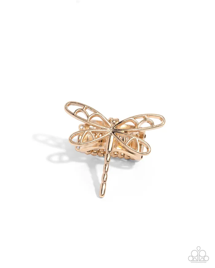 Paparazzi Accessories Rings Dragonfly Depth Gold Ring Jewelry by Bretta