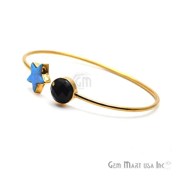Black onyx Opal Handmade AdjustaBle Gold Plated Stacking Bangle Bracelet GemMartUSA Bracelets