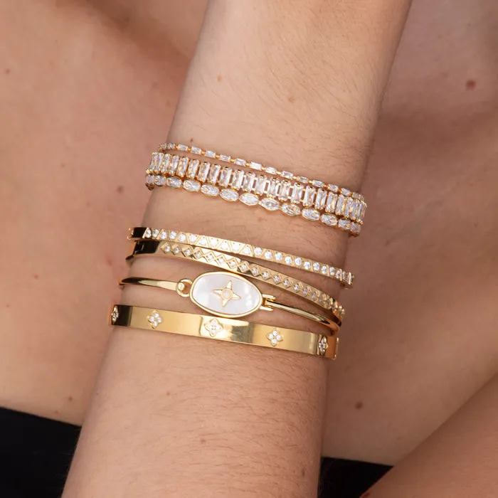 Camile Stone Bracelets North Star Oval MOP Bangle Bracelet