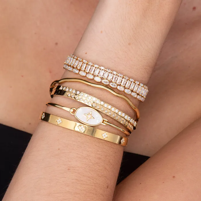 Camile Stone Bracelets North Star Oval MOP Bangle Bracelet