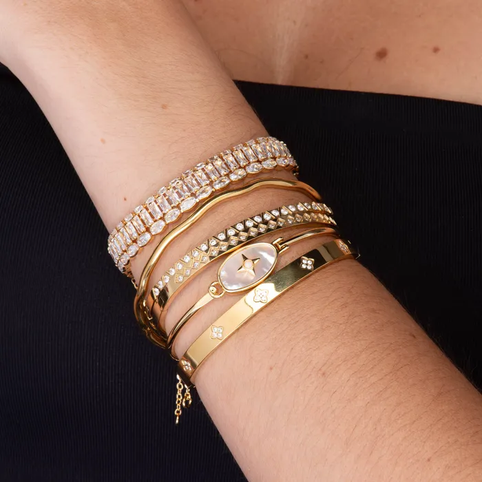 Camile Stone Bracelets North Star Oval MOP Bangle Bracelet