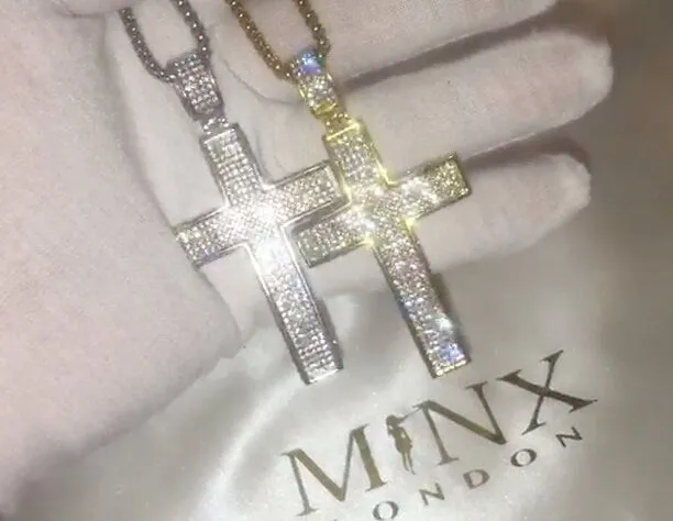 Minx London Big Cross Pendant Cross Necklace Cross necklace for Men Cross Necklace Women Cross Pendant and Necklace Iced Out Cross Pendant Necklaces