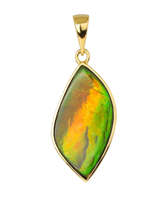Necklaces YoTreasure 14K Gold Vermeil Over 925 Silver 125 Cts Ammolite Gemstone Necklace
