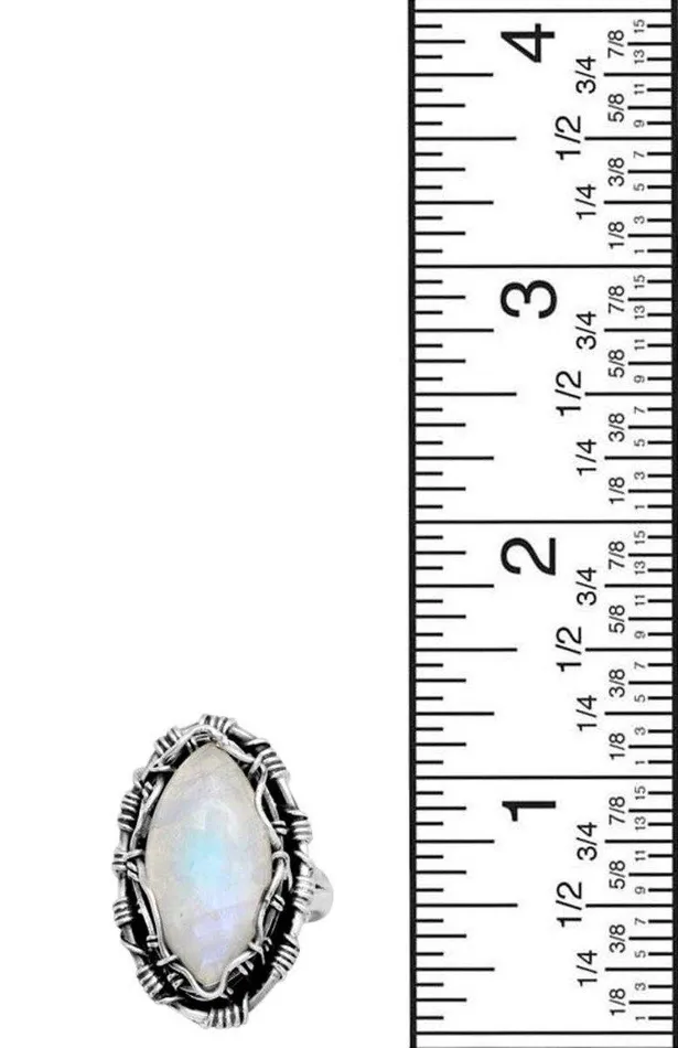 Rainbow Moonstone Solid 925 Sterling Silver Ring Jewelry YoTreasure Rings