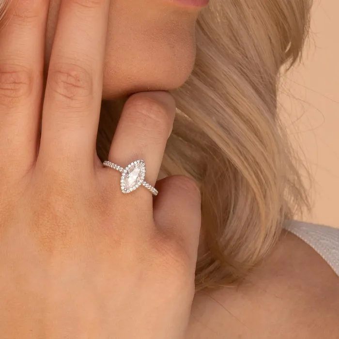 Rings 10 ct Marquise Moissanite Diamond Ring Camile Stone
