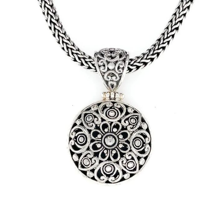 Ryan Christian Necklaces Lotus Round Sterling Silver Pendant