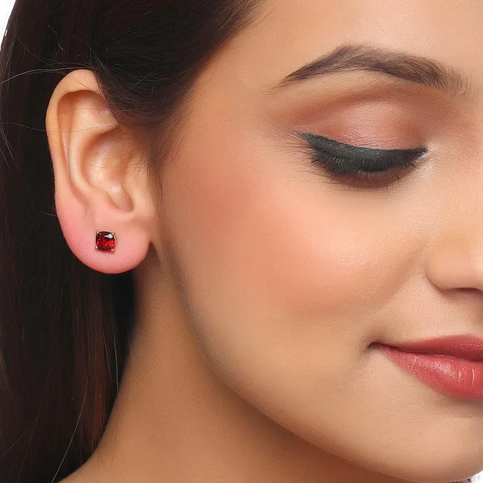 YoTreasure Earrings 230 Ct Natural Red Garnet Solid 10K Yellow Gold Stud Earrings