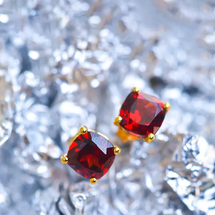 YoTreasure Earrings 230 Ct Natural Red Garnet Solid 10K Yellow Gold Stud Earrings