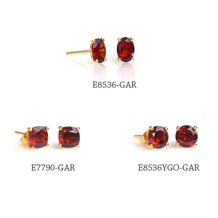 YoTreasure Earrings 230 Ct Natural Red Garnet Solid 10K Yellow Gold Stud Earrings