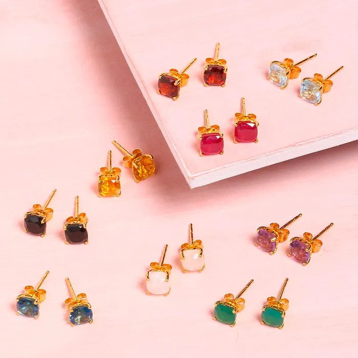 YoTreasure Earrings 230 Ct Natural Red Garnet Solid 10K Yellow Gold Stud Earrings